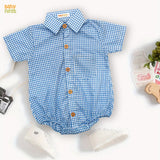 Blue Check Baby Romper