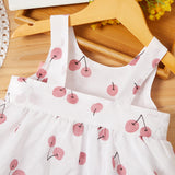 2pcs Cherry Print Bowknot Decor Sleeveless Baby Set - MomYom PK