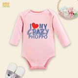I Love My Crazy Phupo (Pink) RBT 159 Full Sleeves Romper for Kids
