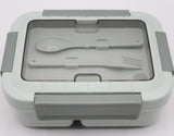 Lunch Box Green Plain With Spoon And Fork With Partition (KC5017)