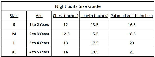night_suits_size_guide