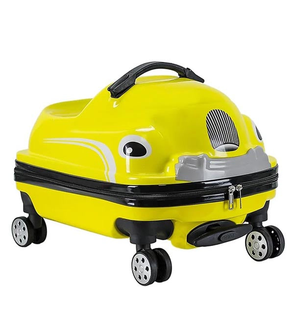 Ride-On Car Shaped Travel Suitcase Luggage Trolley Yellow