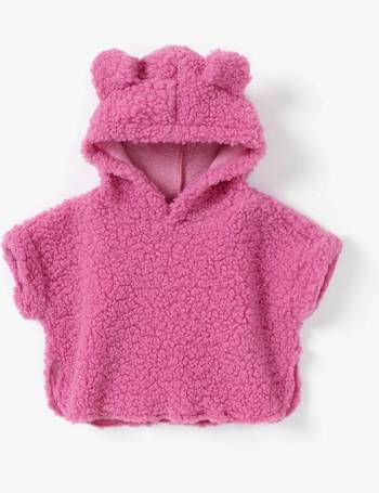 Baby Girl Sweet Solid Color Half Sleeve Fleece Hooded Jacket Coat