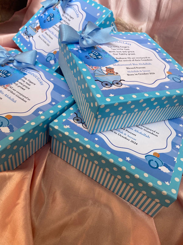 Teddy & Stars Baby Announcement Box - Without Bag