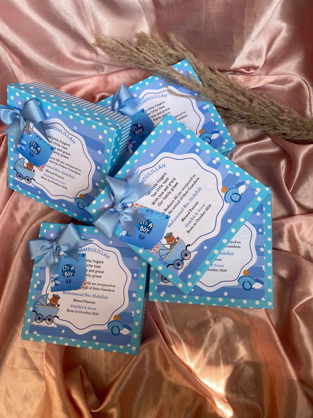 Teddy & Stars Baby Announcement Box - Without Bag