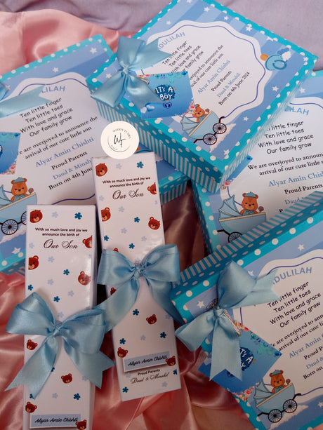 Polka Dot Baby Announcement Box With Bag