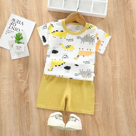Summer Set - Dino tee with plain shorts