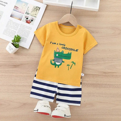 Summer Set - Croc tee with stripe shorts